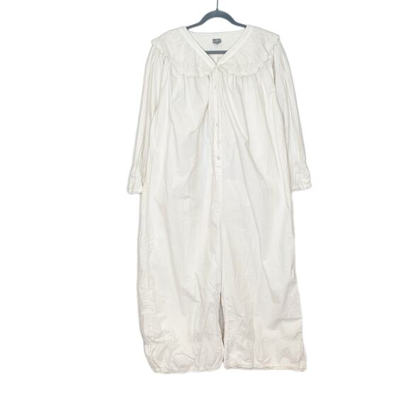 Vintage Koochee One piece Lace Trim Cotton Jumpsuit Ivory Large - Picture 1 of 6